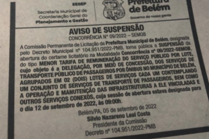 TCM cobra ajustes e Prefeitura de Belém suspende edital que prevê concessão de serviços de transporte público
